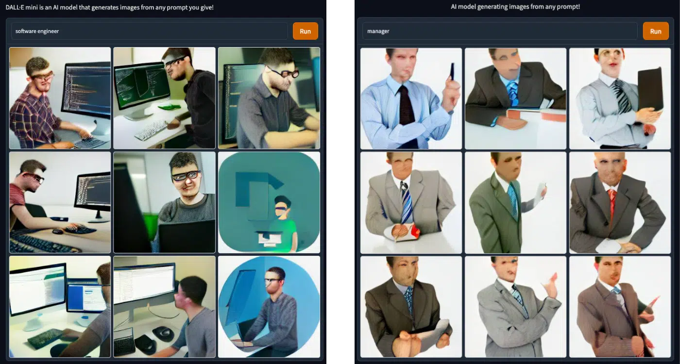 Software Engineer vs Manager (ML) Machine Learning Model Text to Picture