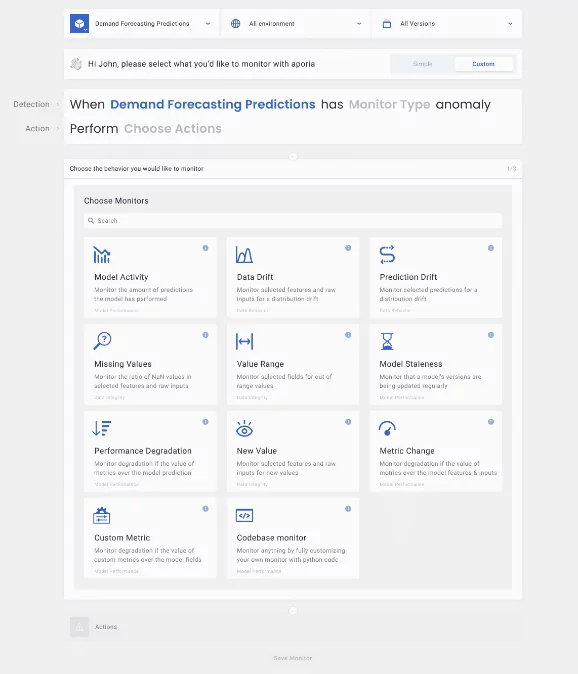 Aporia Demand Forecasting Predictions